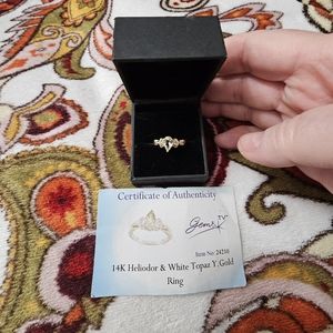14K Heliodor & White Topaz Ring